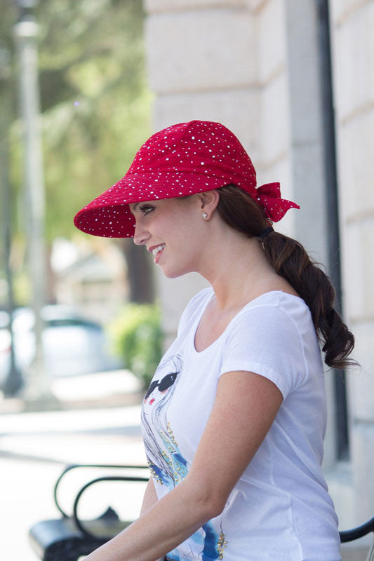 California Hat Company - Red Sparkle Scoop Hat - Model