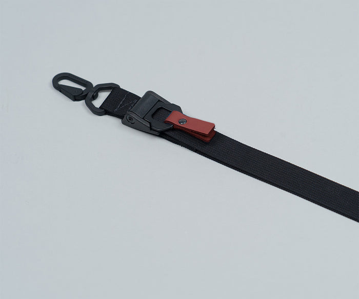 Black 1'' w/ Crimson Leather Tab - $25