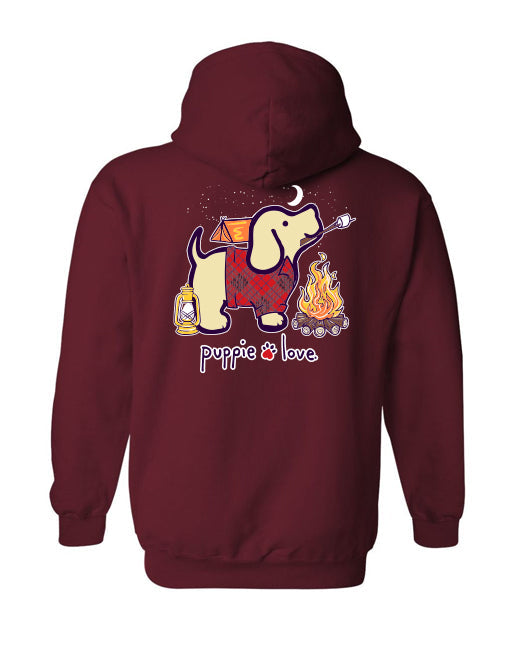 CAMPING PUP, ADULT HOODIE PUPPIE LOVE