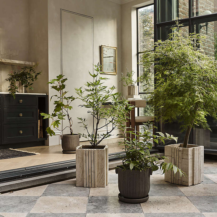 Canali Small Travertine Square Planter by Athena Calderone