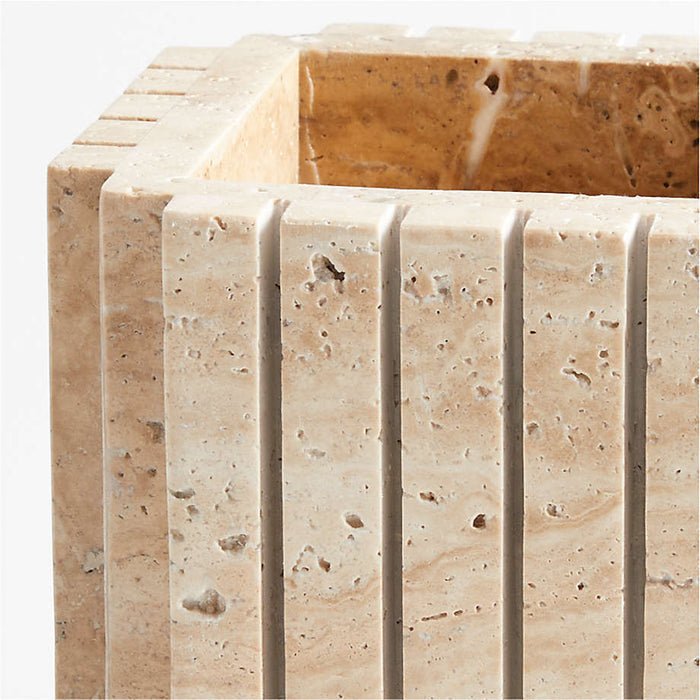 Canali Small Travertine Square Planter by Athena Calderone