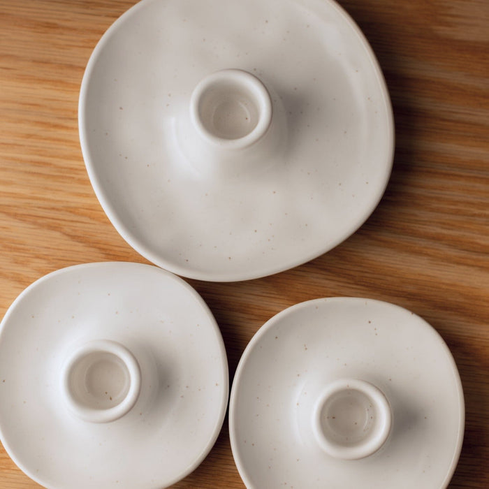 Candle holders decor by Fable Home, shown in a large/speckledwhite finish. – #large/speckledwhite