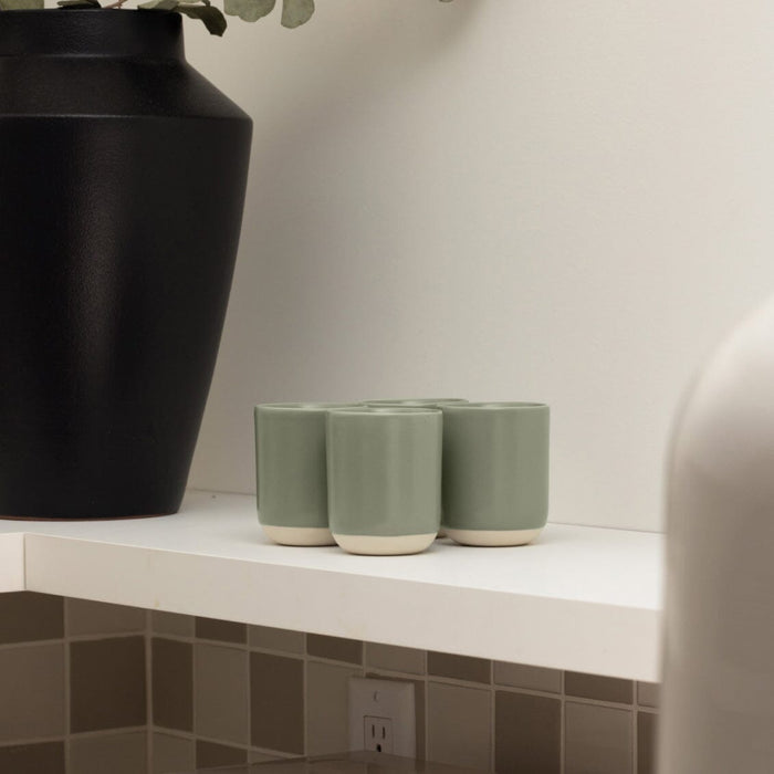 Cappuccino cups drinkware by Fable Home, shown in a beachgrassgreen finish. – #beachgrassgreen