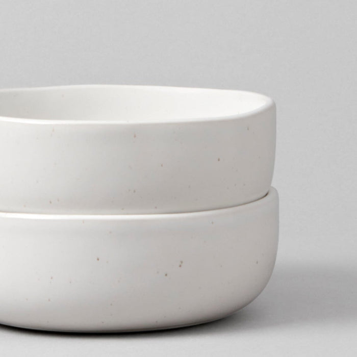 Cereal bowls dinnerware by Fable Home, shown in a speckledwhite finish. – #speckledwhite