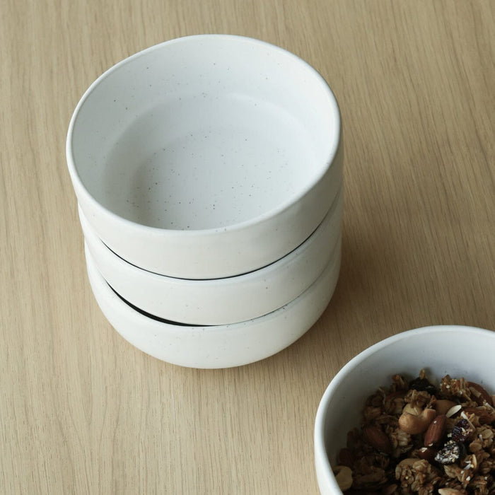 Cereal bowls dinnerware by Fable Home, shown in a speckledwhite finish. – #speckledwhite