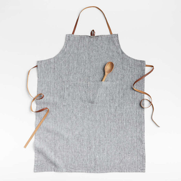 Chambray Grey Cooking Apron with Pocket