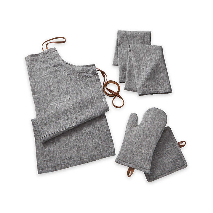Chambray Grey Cooking Apron with Pocket