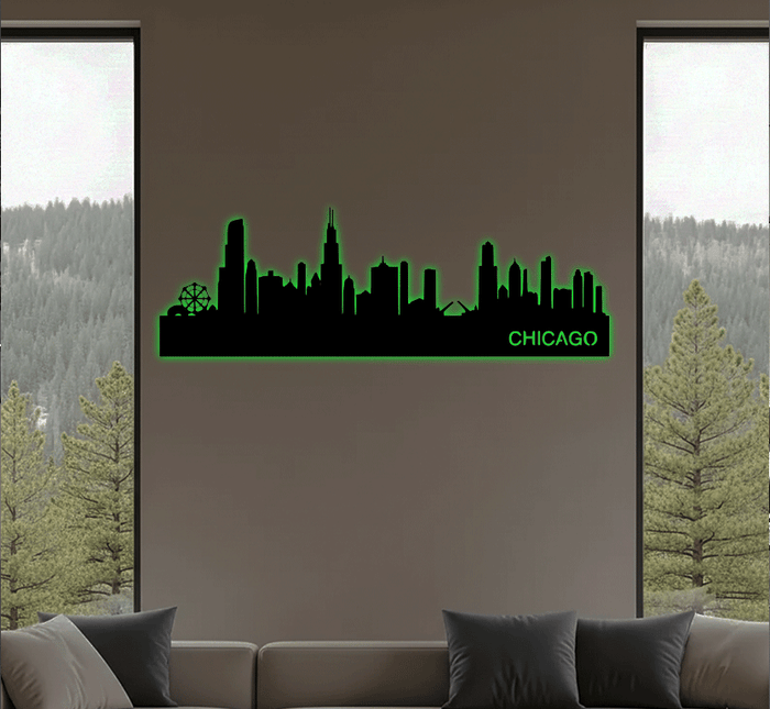 Chicago Skyline Metal Wall Art – City Skyline Urban Home & Office Decor