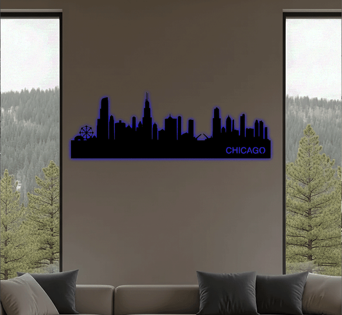 Chicago Skyline Metal Wall Art – City Skyline Urban Home & Office Decor