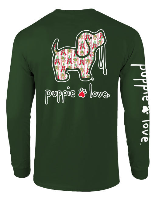 CHRISTMAS BOWS PUP, ADULT LS PUPPIE LOVE
