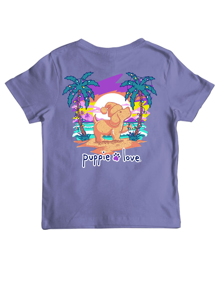 CHRISTMAS PALM SUNSET PUP, YOUTH SS PUPPIE LOVE