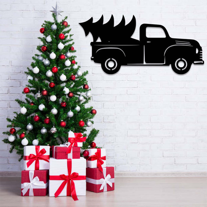 Christmas Truck Tree - Metal Wall Art - MetalPlex