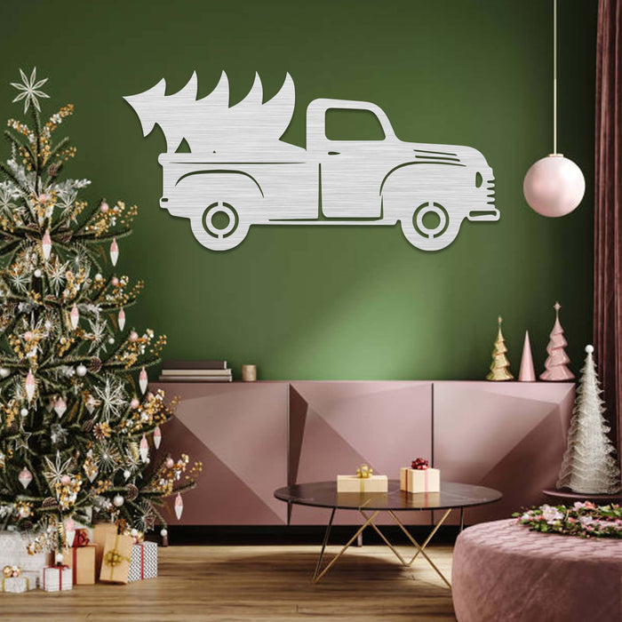 Christmas Truck Tree - Metal Wall Art - MetalPlex