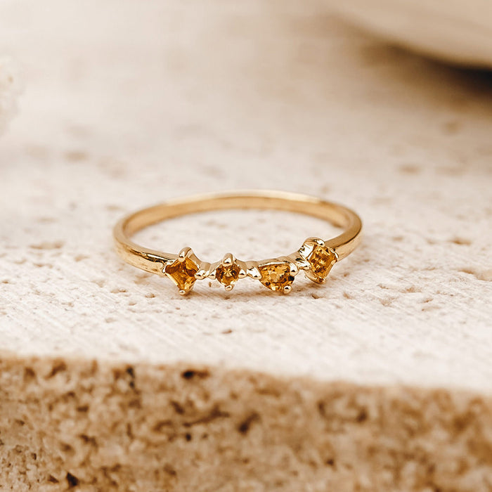 Citrine ring in gold vermeil with irregular gemstones