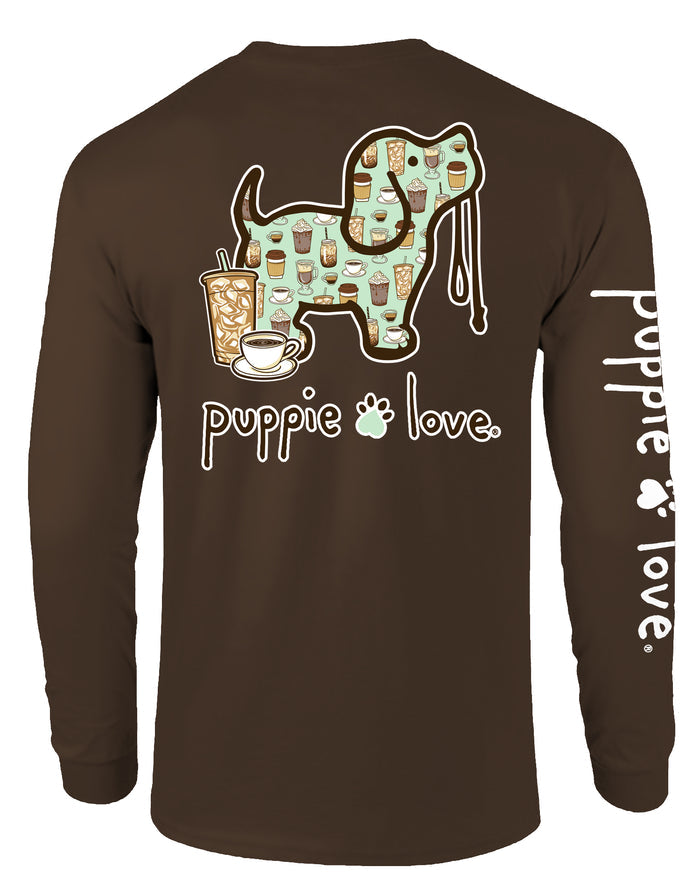 COFFEE PATTERN PUP, ADULT LS PUPPIE LOVE