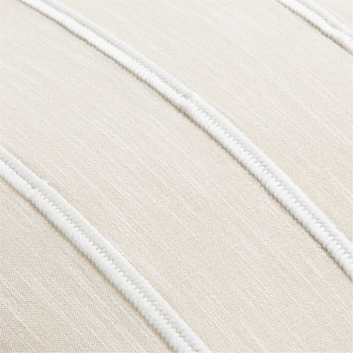 Como Cotton Embroidered Thin Stripe 23"x23" Arctic Ivory Throw Pillow Cover