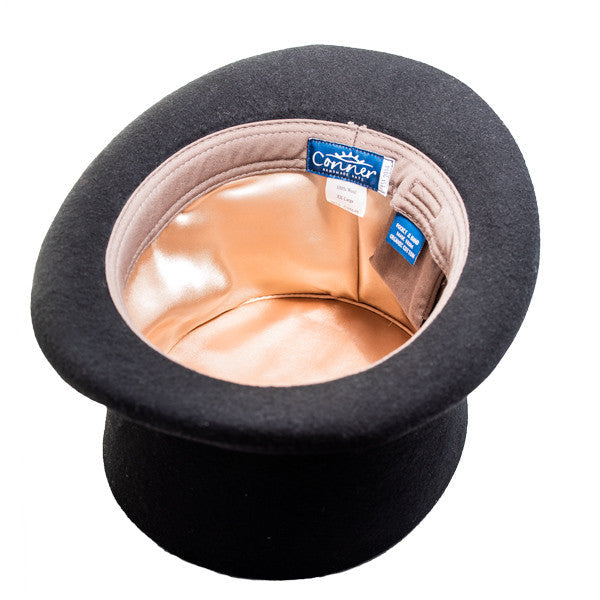 Conner - Edward Wool Felt Black Top Hat - Bottom, Inside