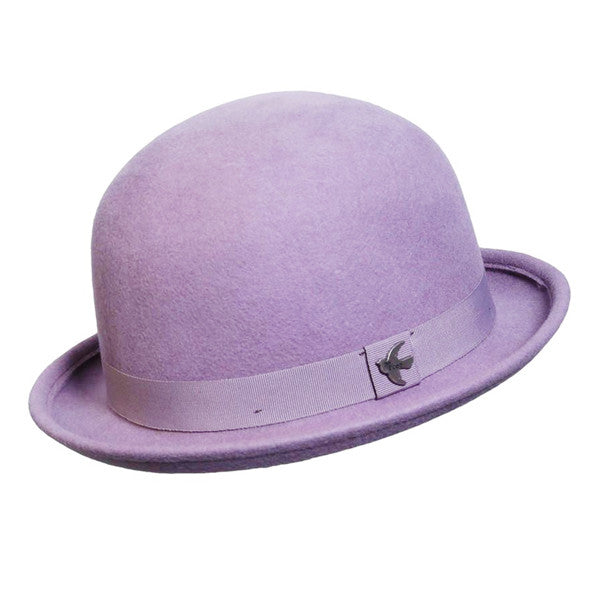 Conner - St. George Wool Bowler Hat in Lilac - Full View