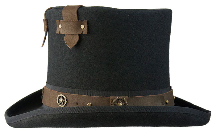 Conner - Black Steampunk "Boss" Top Hat (Side)
