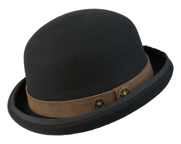 Conner - Steampunk Bowler with Leather Band
