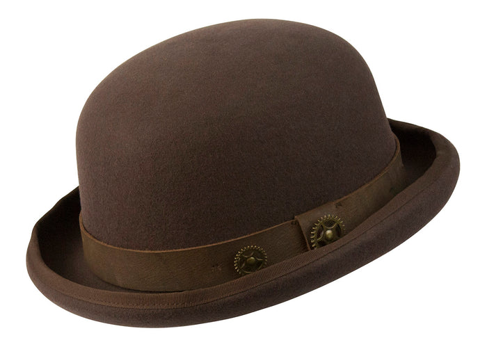 Conner - Steampunk Bowler with Leather Band