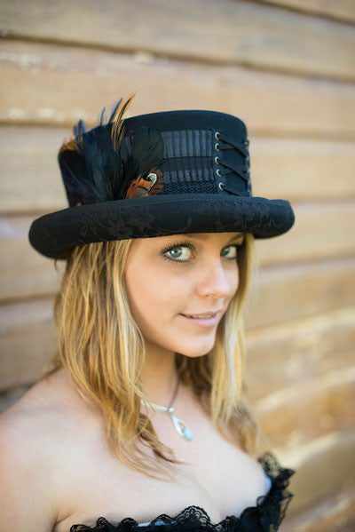 Model Wearing Cov-ver Victorian/Steampunk Topper