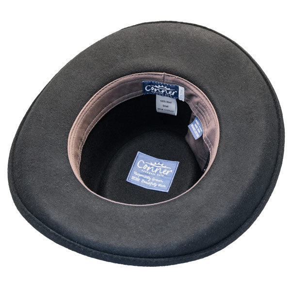 Conner - Wool Felt Arizona Gambler Hat  - Bottom, Inside