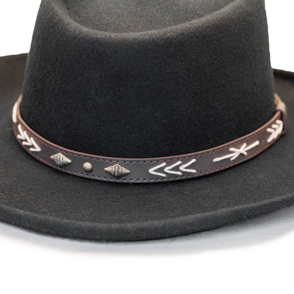 Conner - Wool Felt Arizona Gambler Hat  - Close-Up, Hat Band