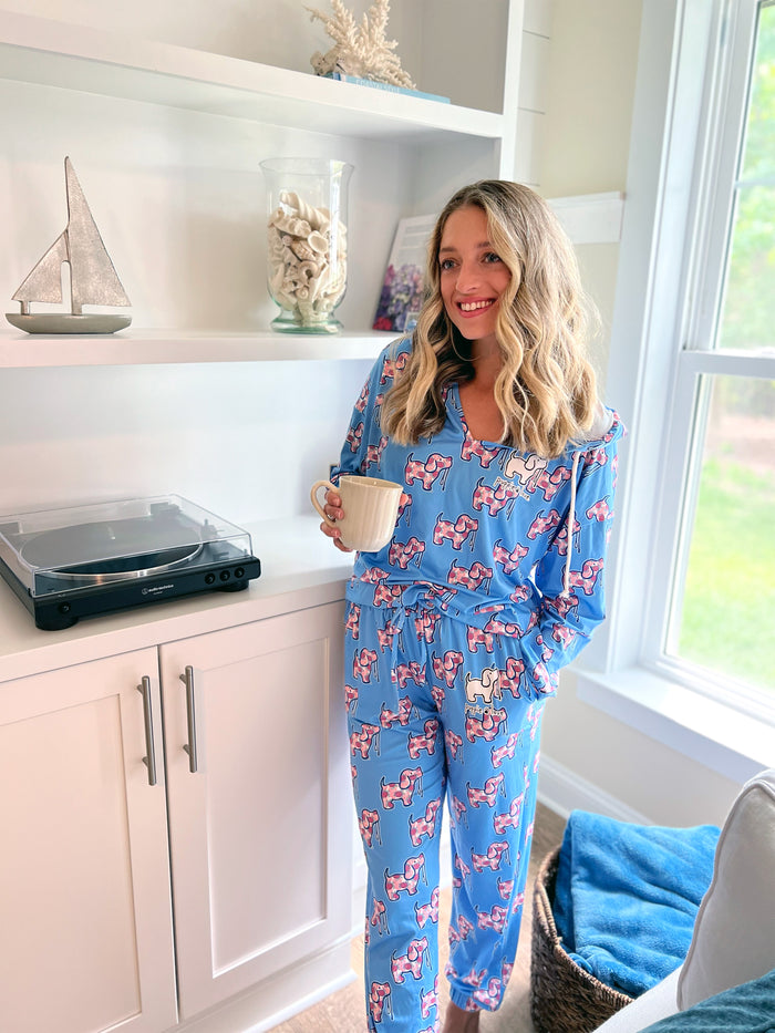 CORAL TURTLE PATTERN LOUNGE PANTS PUPPIE LOVE
