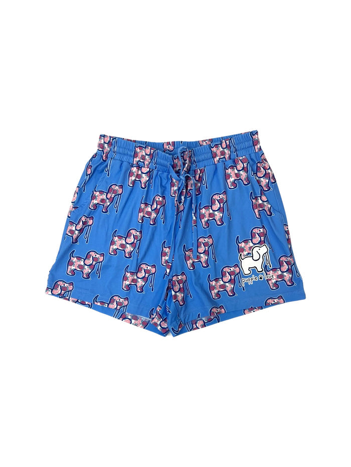 CORAL TURTLE PATTERN LOUNGE SHORTS PUPPIE LOVE