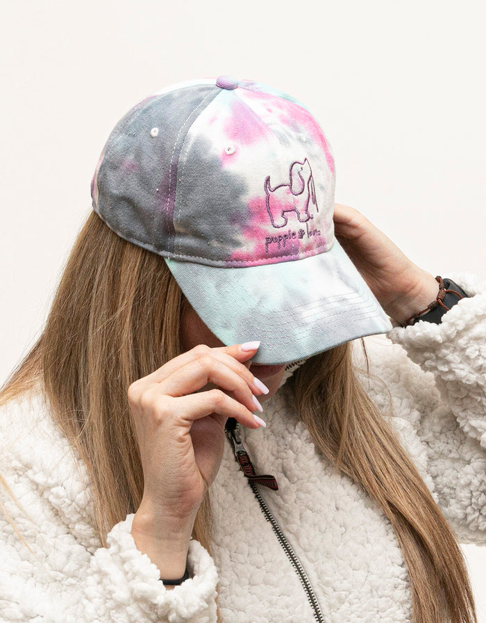 COTTON CANDY TIE DYE BASEBALL HAT PUPPIE LOVE
