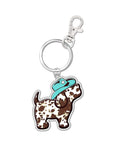 COW PRINT PUP KEY RING, AQUA PUPPIE LOVE