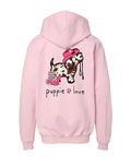 COW PRINT PUP, YOUTH HOODIE PUPPIE LOVE