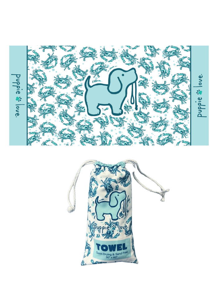 CRAB PATTERN PUP TOWEL 2024 PUPPIE LOVE