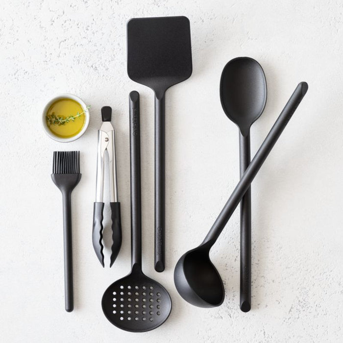 Crate & Barrel Black Nylon Tongs 12"