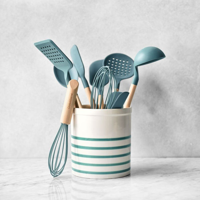 Crate & Barrel Deep Sage Green Silicone and Wood Mini Spatulas, Set of 2