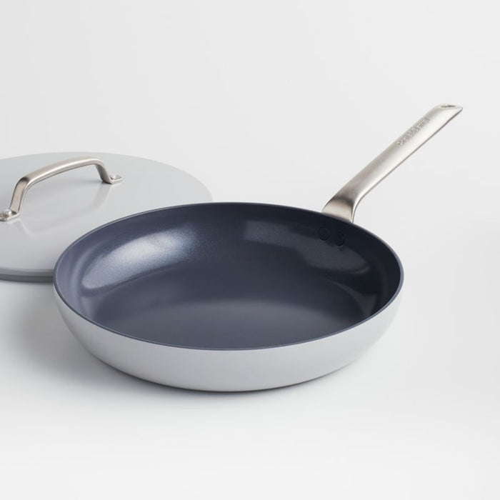 Crate & Barrel EvenCook Ceramic Grey Ceramic Nonstick 12" Fry Pan with Lid