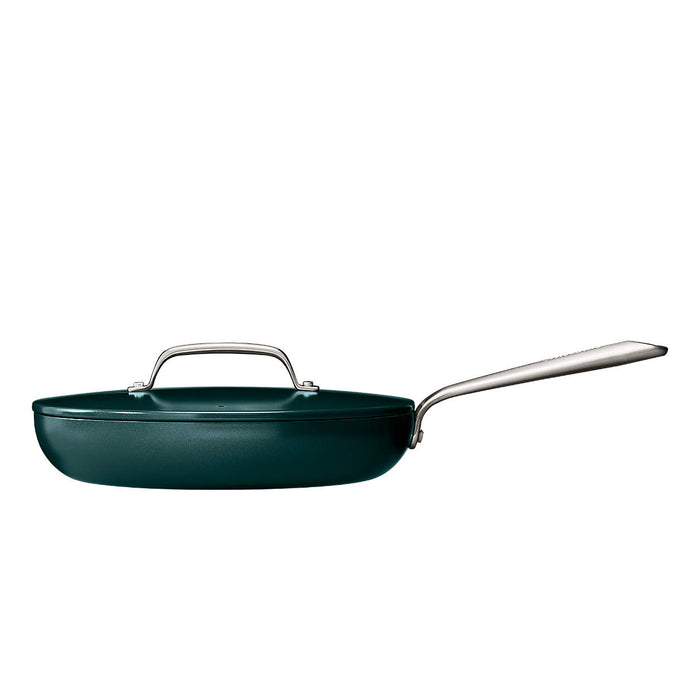 Crate & Barrel EvenCook Ceramic Ñ¢ Deep Teal Ceramic Nonstick 12" Fry Pan with Lid