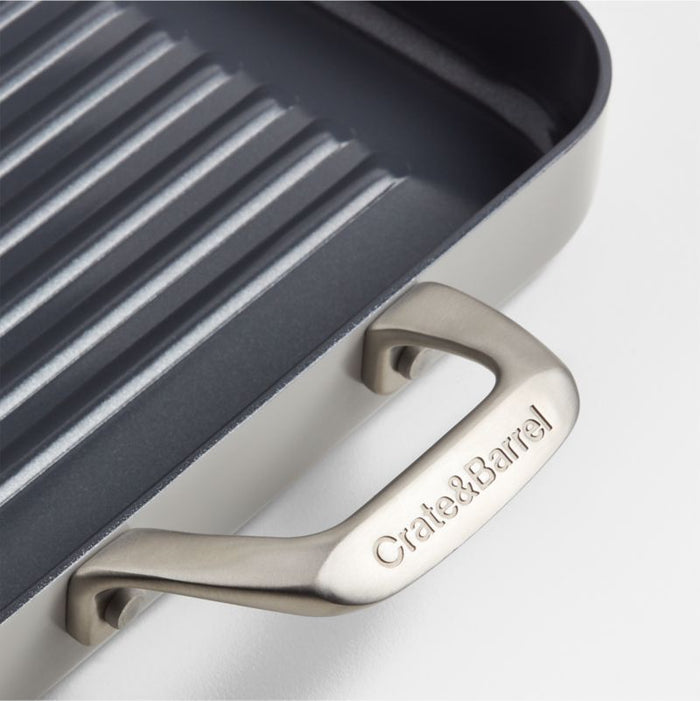 Crate & Barrel EvenCook Ceramic ¬ô Grey Nonstick Double Burner Grill Pan