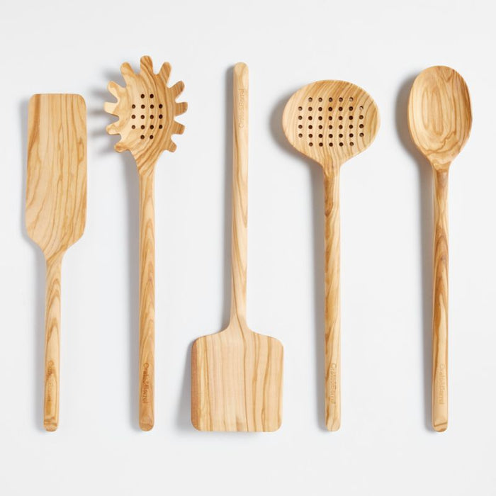 Crate & Barrel Olivewood Slotted Spoon