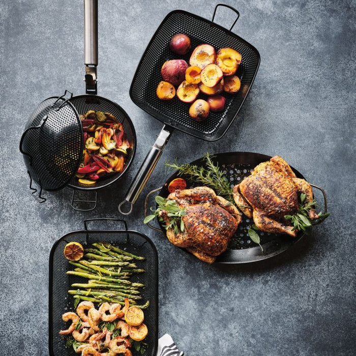 Crate & Barrel Outdoor Double Non-Stick Chicken Roaster Pan