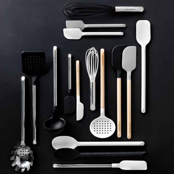 Crate & Barrel White Silicone Deep Slotted Spoon