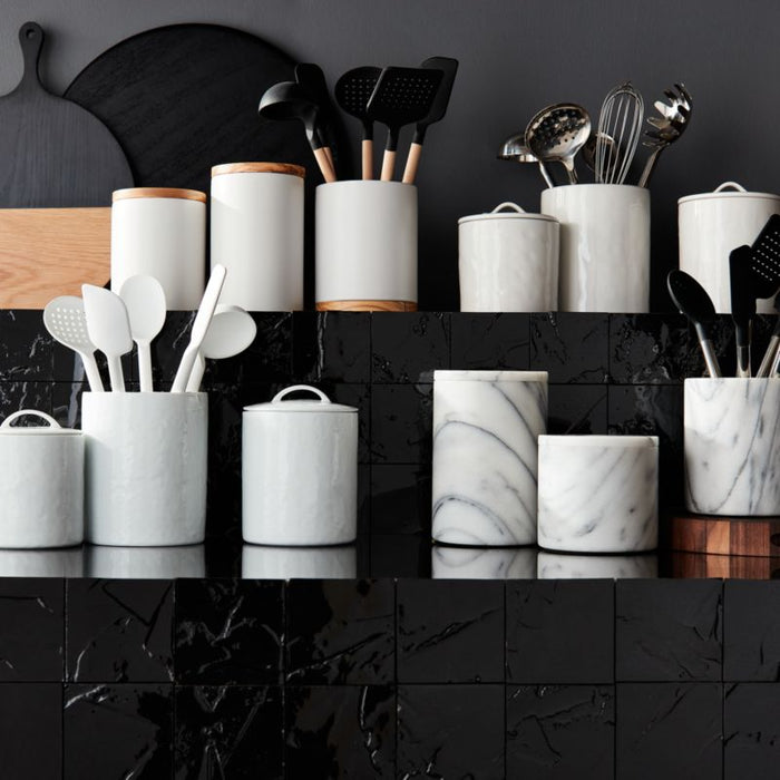 Crate & Barrel White Silicone Deep Slotted Spoon
