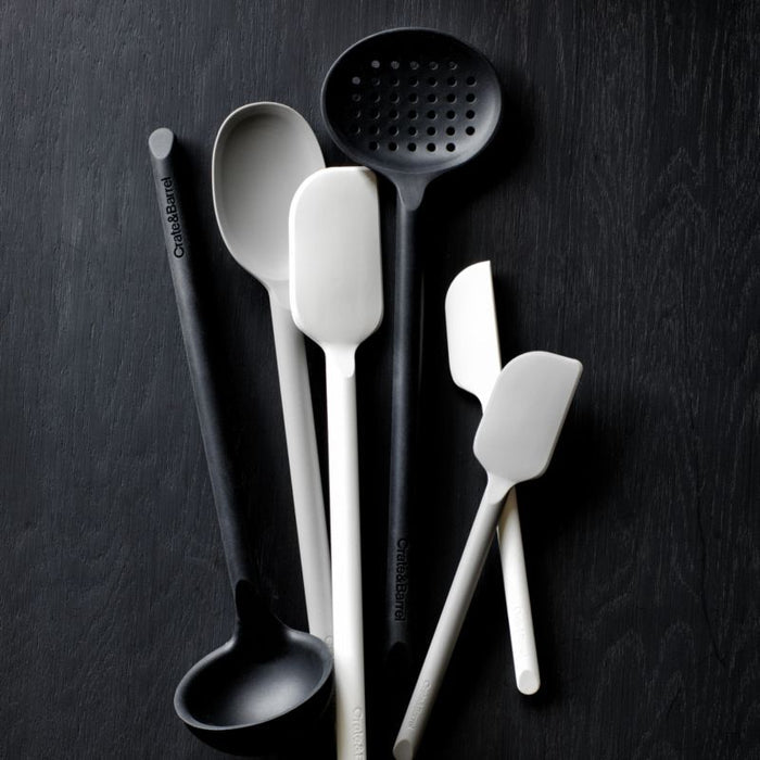 Crate & Barrel White Silicone Deep Slotted Spoon
