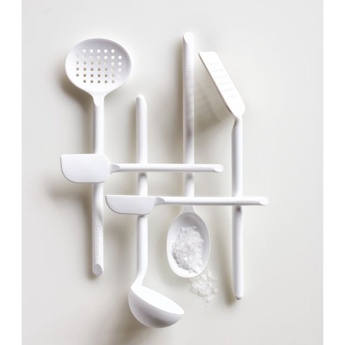 Crate & Barrel White Silicone Deep Slotted Spoon