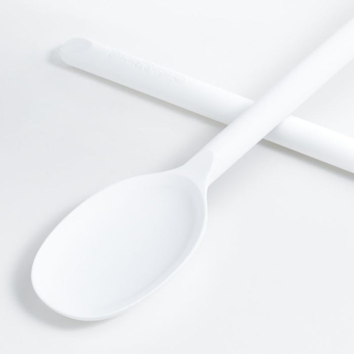 Crate & Barrel White Silicone Deep Slotted Spoon