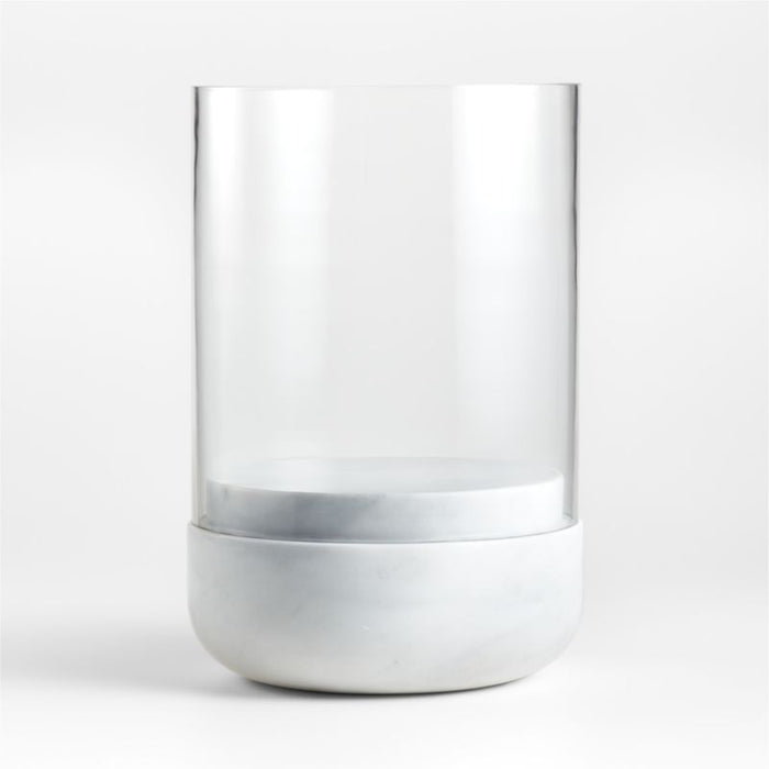 Curve Marble and Glass Hurricane Candle Holder 6.5"