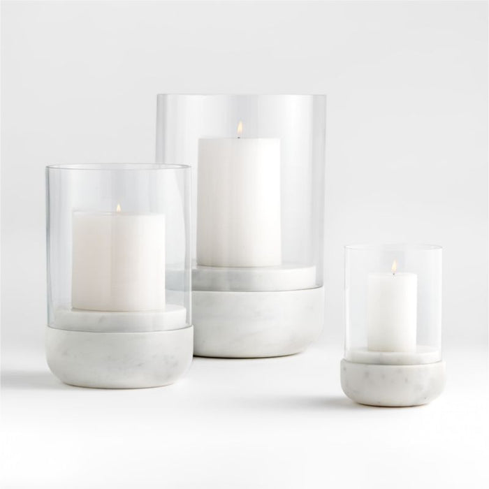 Curve Marble and Glass Hurricane Candle Holder 6.5"