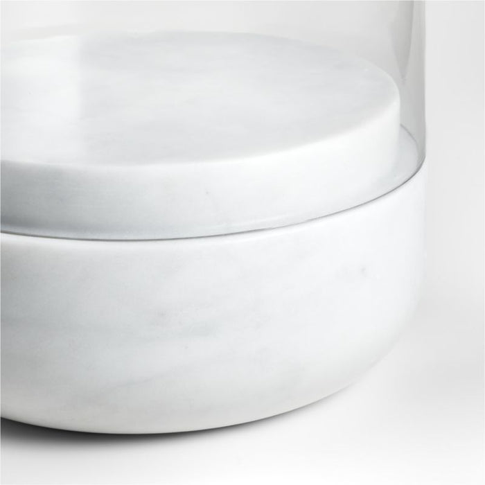 Curve Marble and Glass Hurricane Candle Holder 6.5"