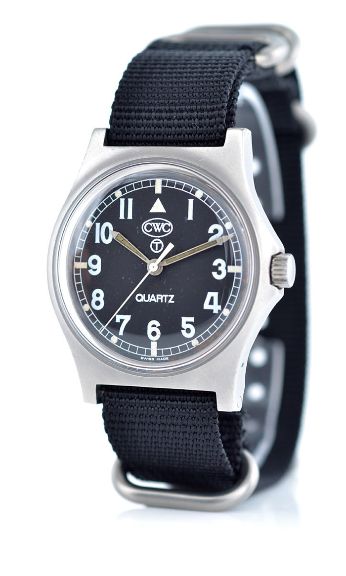 CWC G10 vintage watch serviced by Mr Jones Watches, side view